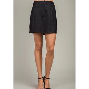 Black Faux Suede Snakeskin Skirt